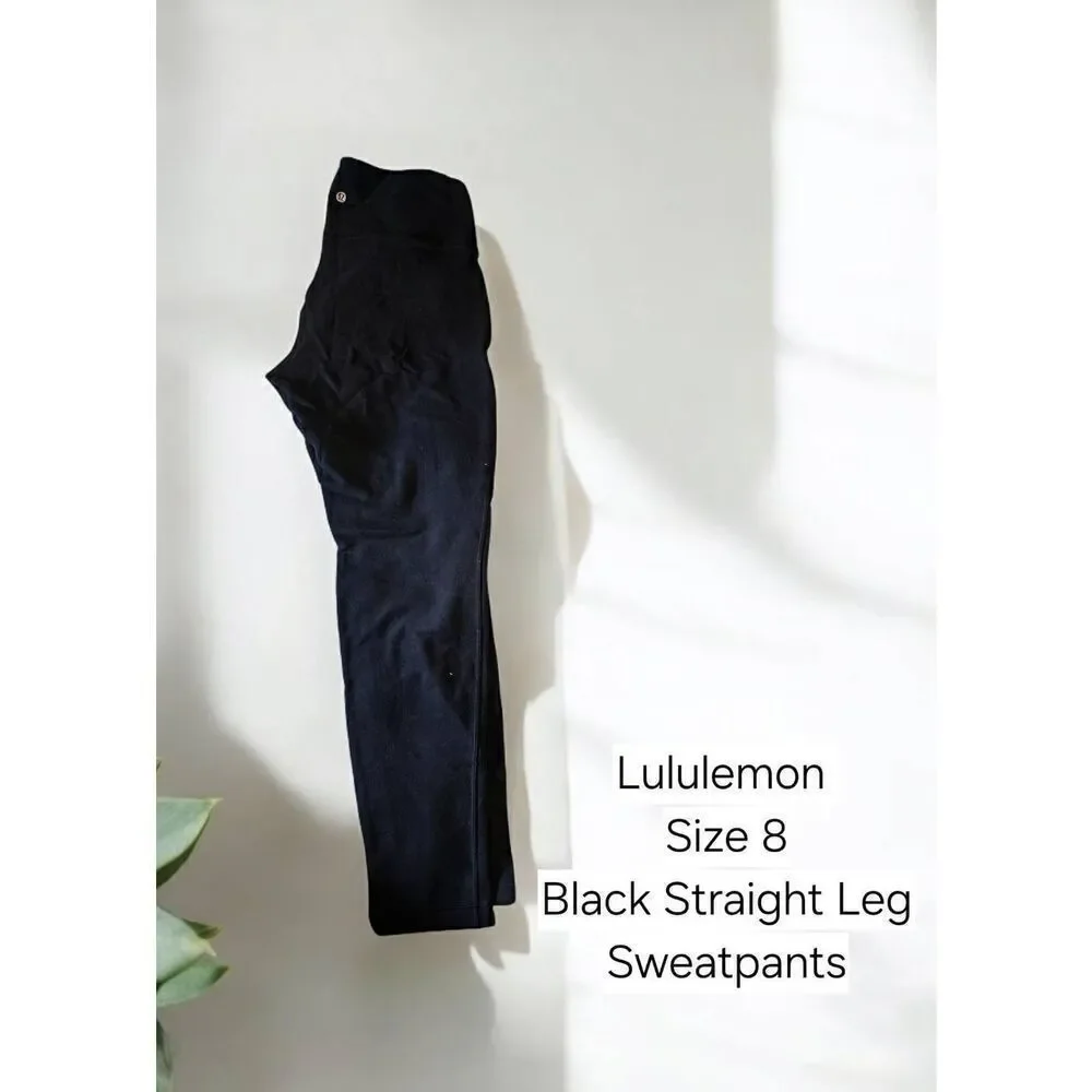 Lululemon Size 8 Black Straight Leg Sweatpants